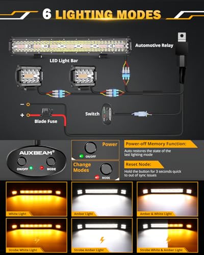 4 Inch Pod Lights & 20In LED Light Bar 6 Modes Offroad Kit (3 Count)
