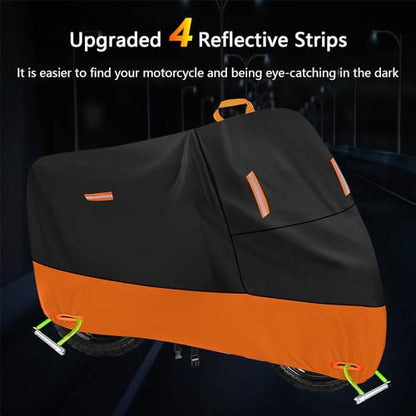 Large Motorcycle Cover Heavy Duty Motorcycle Tarp All Season Durable Waterproof Outdoor Protection Lock Holes Storage Bag Fit up to 80 inch Honda Grom Navi Scooter