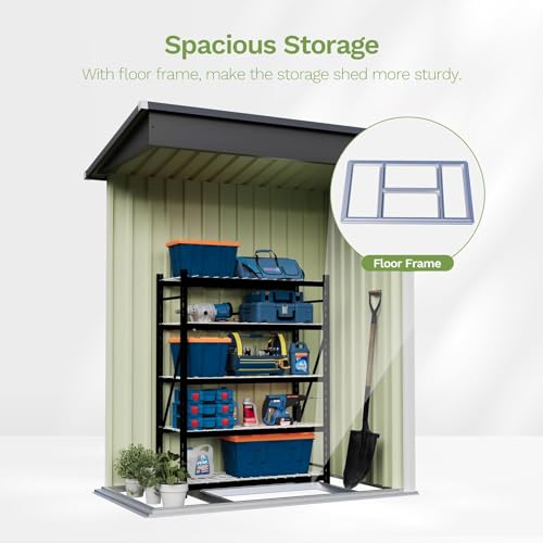 5x3 FT Outdoor Storage Shed with Floor Frame