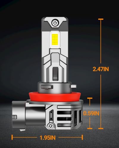 H11/H9/H16 Bulbs, 50000LM 6500K Cool White H8 Fog Bulbs, 1:1 Mini Size, Powersports Accessory Lights with Fan, 3 Mins Plug-N-Play, Pack of 2 (2 Count)