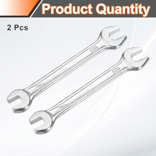 2pcs Double Open End Wrench 7mm x 8mm Metric 15 Degree Offset Angle Small Flat Head Wrench Galvanizing Open Ended Spanner for Automotive Repair Furniture Assembly (2 Count)