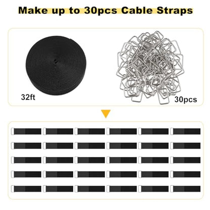 1.5"x32ft Hook and Loop Straps with 30 Metal Buckles