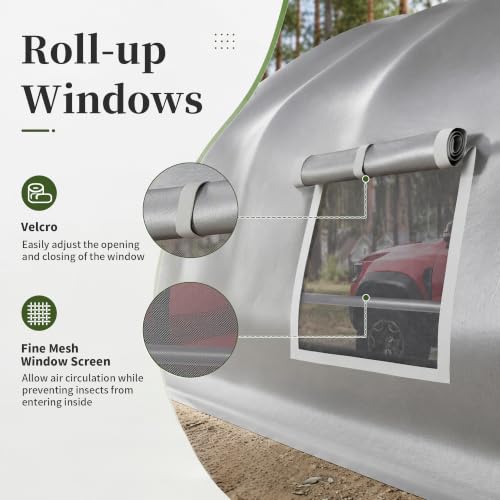 20x30 FT Curved Heavy Duty Carport Tent with Galvanized Steel