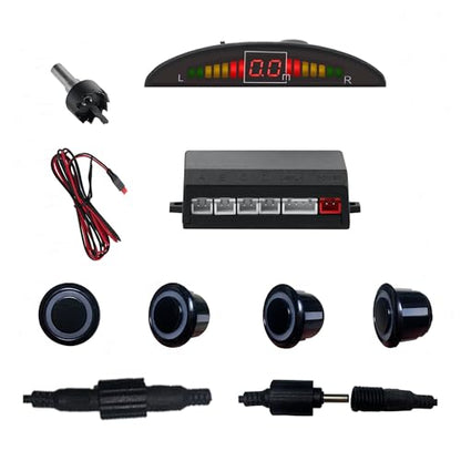 Parking Sensor Kit Backup Sensor Kit Reverse for Car 5 Color Options for Probes Adjustable Alarm Volume Professional Sensore de Reversa para Carro Safe Driving Assistant（Black） (4 Count)