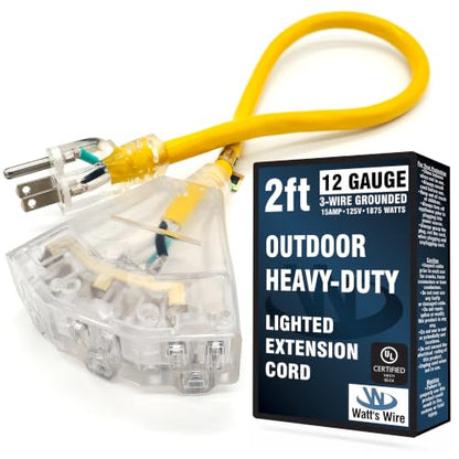 2 ft Short Outdoor Extension Cord (2 Foot)