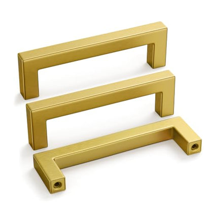 35 Pack 3-1/2 in Gold Cabinet Handles Brushed Brass Drawer Pulls