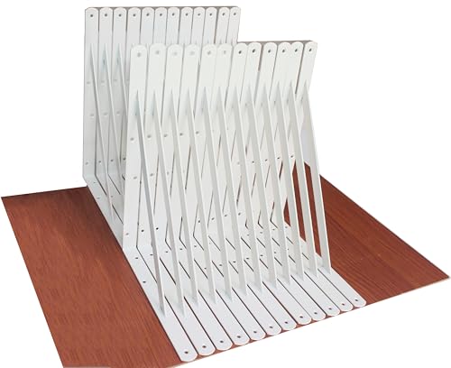 24 Pack L14 x H 10" White Heavy Duty Shelf Brackets with Screws Metal Shelf Brackets Shelf Support Angle Brackets for Shelves L Brackets Heavy Duty Floating Shelf