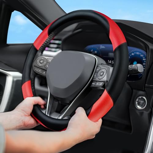 Soft Leather Steering Wheel Cover with Breathable Design and Anti