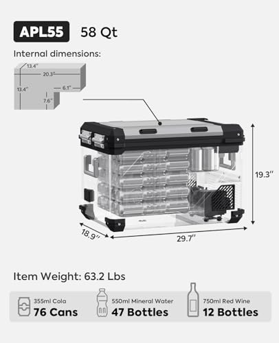 APL55 Dual Zone Portable Refrigerator Bluetooth Controlled