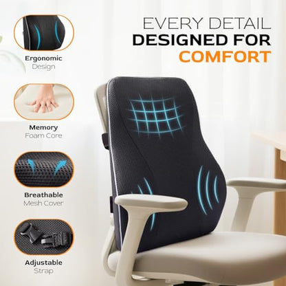 Extra Dense Lumbar Support Pillow with Double Adjustable Straps