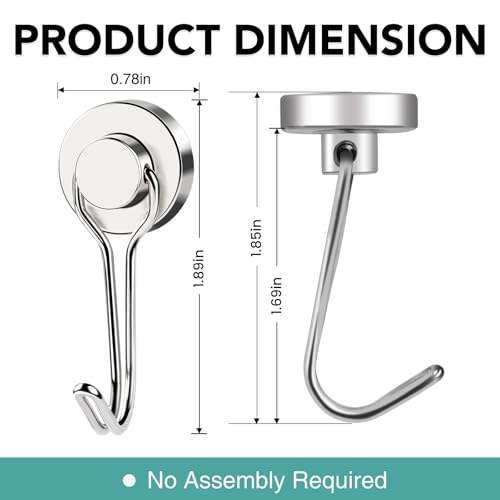 Magnetic Hooks Heavy Duty 40LB+ Swivel Swing Strong Magnet Hook (12 Count)