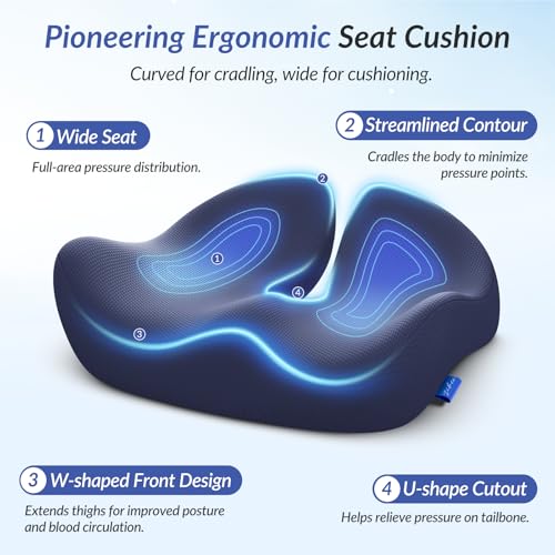 Contoured Ergonomic Seat Cushion for Effective Pain Relief
