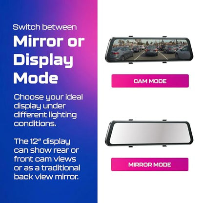 PG17 Pro 4K+2.5K Mirror Dash Cam with STARVIS 2 & 5G WiFi Rear View Mirror Camera