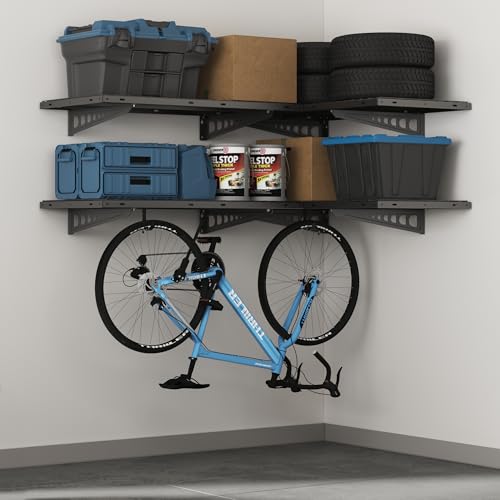 2 Pack 2x4ft Corner Wall Shelving with 4 Hooks (2 Count)