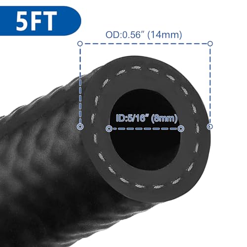 5 16" ID Fuel Hose Line Push Lock NBR Rubber SAE 30R7 300PSI 5ft (5 Foot)