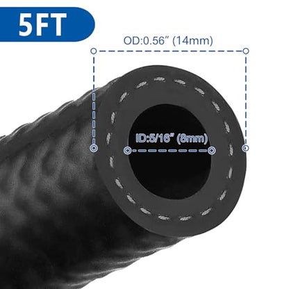 5 16" ID Fuel Hose Line Push Lock NBR Rubber SAE 30R7 300PSI 5ft (5 Foot)