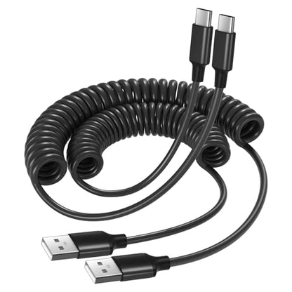 USB to USB C Cable Coiled Car Charger (2 Count)