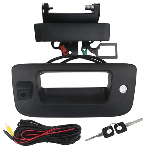 Backup Camera Tailgate Handle Rear View Camera Liftgate Latch Handle with Key Lock Cylinder Black Compatible with 2007