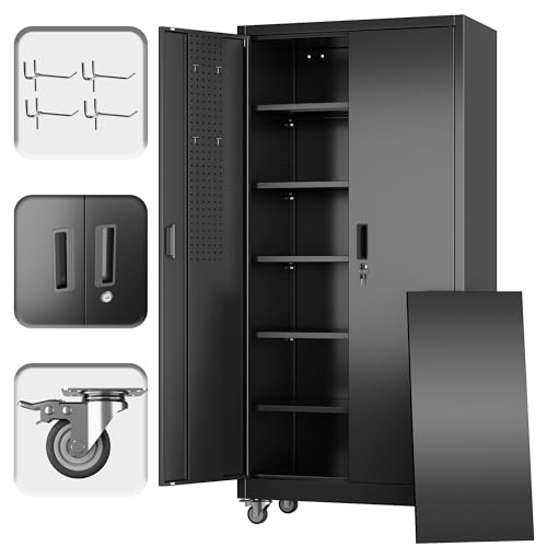 71" Metal Storage Cabinet with Wheels
