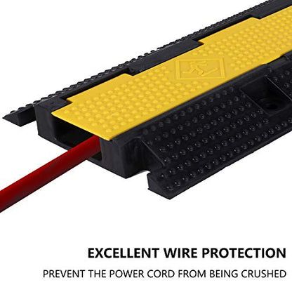 2 Pack Rubber Cable Ramp Hose Cable Protector Ramp 1 Channel 22000Lbs Load Capacity Traffic Speed Bump Wires Power Lines Extension Cord Cover for Indoor Outdoor (3 Count)