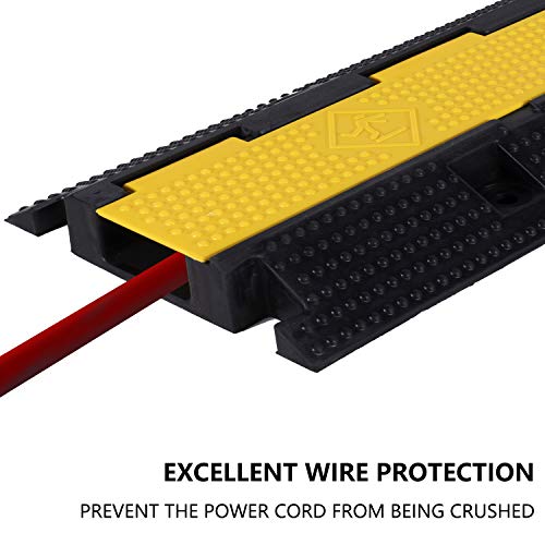 1 Pack Rubber Cable Ramp Hose Cable Protector Ramp 1 Channel 22000Lbs Load Capacity Traffic Speed Bump Wires Power Lines Extension Cord Cover for Indoor Outdoor (3 Count)