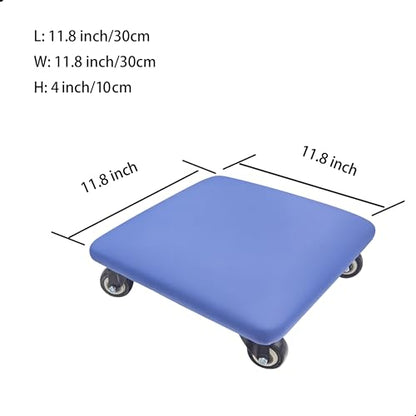 Roller Seat 360 Degree Rotating Low Stool with Wheel Chair PU Leather Universal Swivel Wheels Stool for Home Office Fitness and Garage