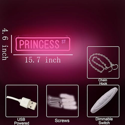 Pink Princess Street Neon Sign for Wall Decor