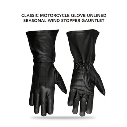 Hugger Windstopper Motorcycle Black Gauntlet Gloves Unlined Cold