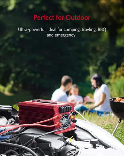2000W Power Inverter 3 AC Outlets DC 12V to 110V AC Car Power Inverter for Camping Outdoor Power Supply ETL Listed