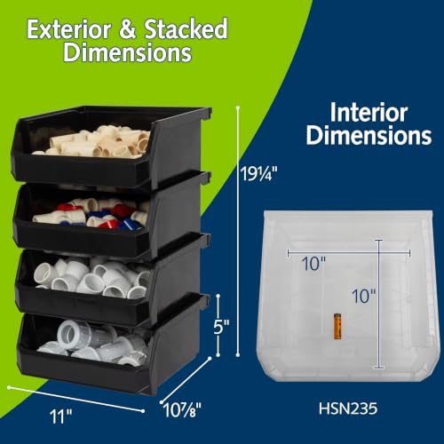 Medium Wide Stackable Plastic Storage Bins