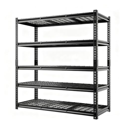 5 Tier 60”W x 20”D x 78”H Heavy Duty Metal Garage Shelving Units 3300LBS Metal Storage Rack Adjustable Industrial Storage Shelves 60 Inch Shelf