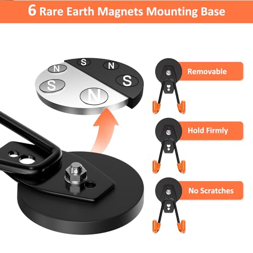 Strong Magnetic Hooks Heavy Duty 4 Pack Magnet Garage Hook Heavy Duty Rare Earth Magnets Utility Storage Hooks for Hanging Ladder (4 Count)