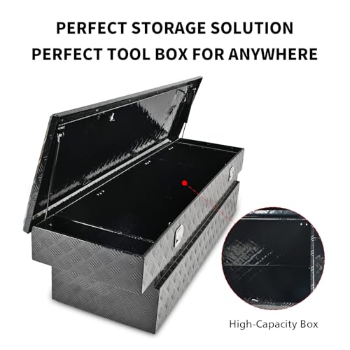 69 Inch Heavy Duty Aluminum Tool Box Wide Utility Trailer Stripes Plated