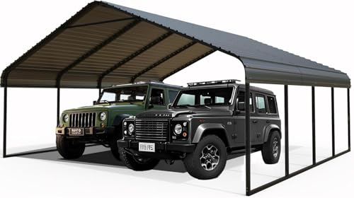 20x20 FT Heavy Duty Metal Carport with Galvanized Steel Roof & Frame