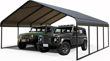 20x20 FT Heavy Duty Metal Carport with Galvanized Steel Roof & Frame