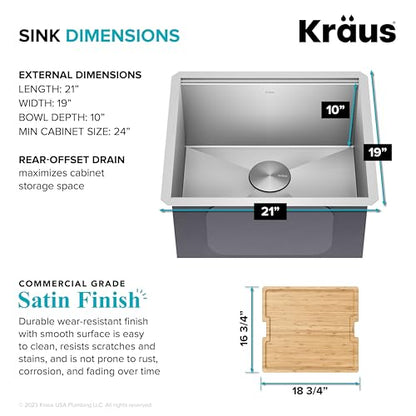 Stainless Steel 21 in Undermount Kitchen Sink KWU111