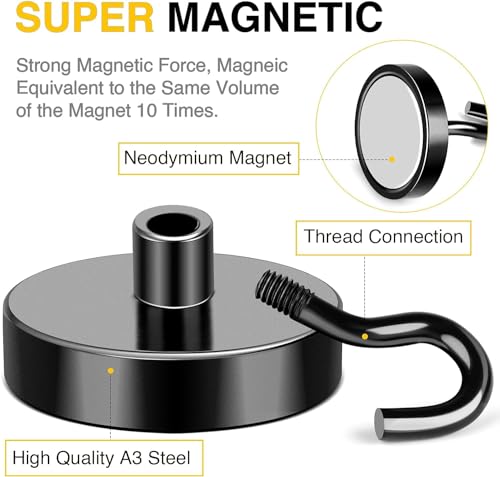 Magnetic Hooks 8pcs 120lbs Cruise Essentials 2026 Magnet Hook Black (8 Count)