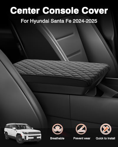 Custom for 2024 2025 2026 Hyundai Santa Fe Center Console Cover Armrest Cover Santa Fe Hybrid Accessories Arm Rest Cushion Pad Leather Middle Console Cover Armrest Seat Box Protector