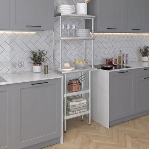 Stainless Steel Work Table with 2 Shelves and 12" Overshelf (2 Count)