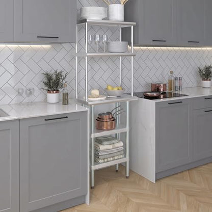 Stainless Steel Work Table with 2 Shelves and 12" Overshelf (2 Count)
