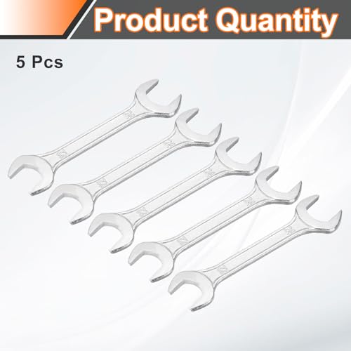 5pcs Double Open End Wrench 22mm x 24mm Metric 15 Degree Offset Angle Small Flat Head Wrench Galvanizing Open Ended Spanner for Automotive Repair Furniture Assembly (5 Count)