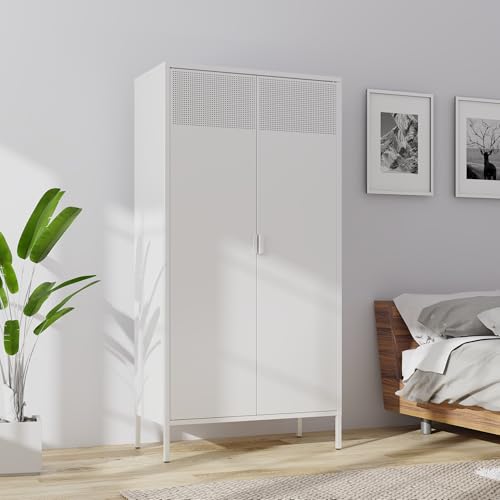 Metal Storage Cabinets Locker with Hanging Rod and Adjustable Shelves