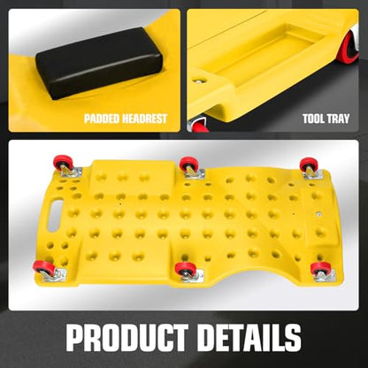 36" L X 17" W x 4.25" H Vehicle Repair Low Profile Automotive Creeper w