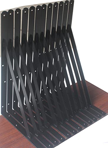 4 Pack L18 x H 12" Black Heavy Duty Shelf Brackets with Screws Metal Shelf Brackets Shelf Support Angle Brackets for Shelves L Brackets Heavy Duty Floating Shelf (4 Count)