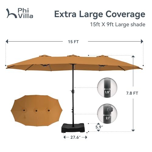 15ft Large Outdoor Patio Umbrella with Base Included