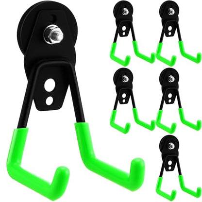 6 Pcs Large Magnetic Hooks Heavy Duty Garage Magnet Hooks Strong Storage Utility Magnetic Hangers with Anti Slip Rubber Coating for Indoor and Outdoor Hanging (6 Count)