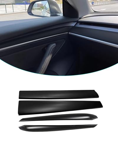 Matte Black Dashboard Cover and Front Door Cover Compatible with Tesla Model 3（2021 (2 Count)