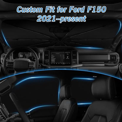 Windshield Sun Shade Umbrella for Ford F150 Hybrid 2021 2022 2023 2024 2025 2026 Rear Window Shades 100% UV Protection and Blackout Privacy 5PCS Car Window Covers Accessories (5 Count)