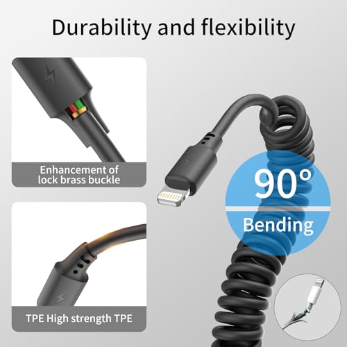 Coiled USB C to Lightning Cable (2 Count)