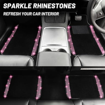 Bling Car Floor Mats Full Set and Steering Wheel Cover
